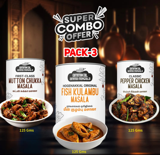 Hogenakkal Fish, Pepper Chicken & Mutton Chukka Masala - Combo